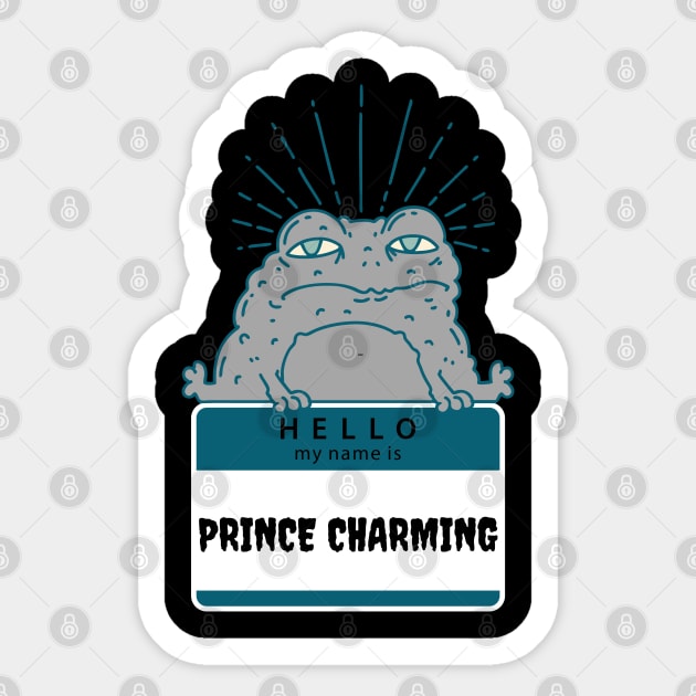 Hello My Name is Prince Charming Frog Sticker by jackofdreams22